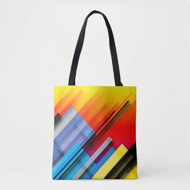 Farbenfrohe Tote Tasche mit diagonalen Streifen (Vorderseite)