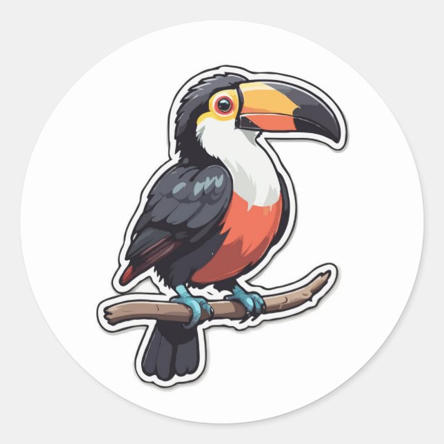 Farbenfrohe Toucan-Aufkleber - Tropisches Vergnüge Runder Aufkleber (Vorderseite)