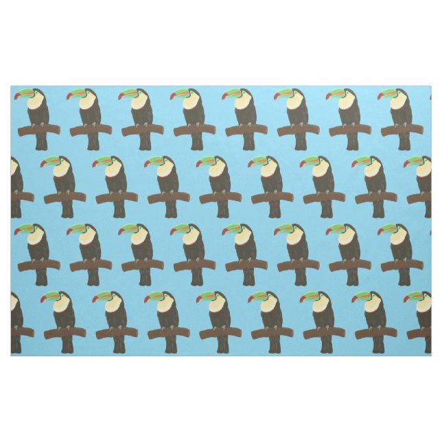 Farbenfrohe Toucan Bird auf Branchentextur Stoff (Fat Quarter (45,7 x 55,9 cm))