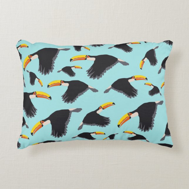 Farbenfrohe Toucan Tropical Bird Muster Dekokissen (Vorderseite)