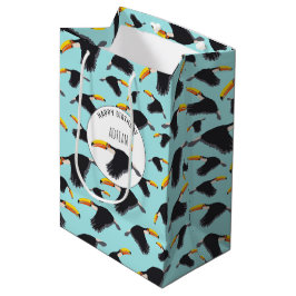 Farbenfrohe Toucan Tropical Bird Muster Geburtstag Mittlere Geschenktüte