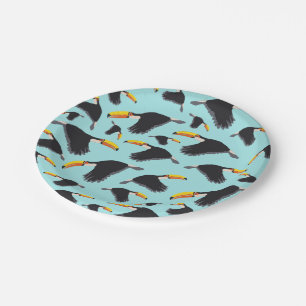 Farbenfrohe Toucan Tropical Bird Muster Pappteller