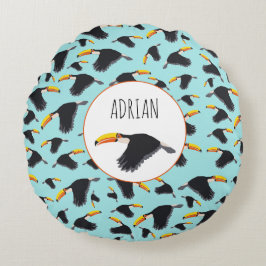 Farbenfrohe Toucan Tropical Bird Muster Rundes Kissen