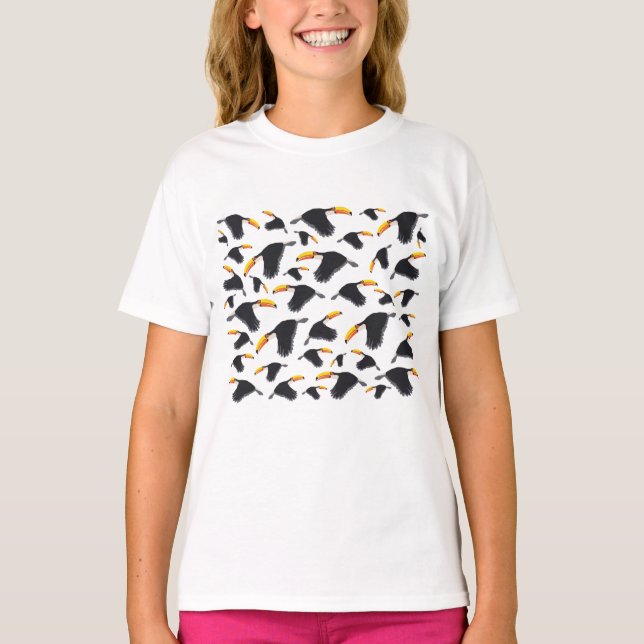 Farbenfrohe Toucan Tropical Bird Muster T-Shirt (Vorderseite)