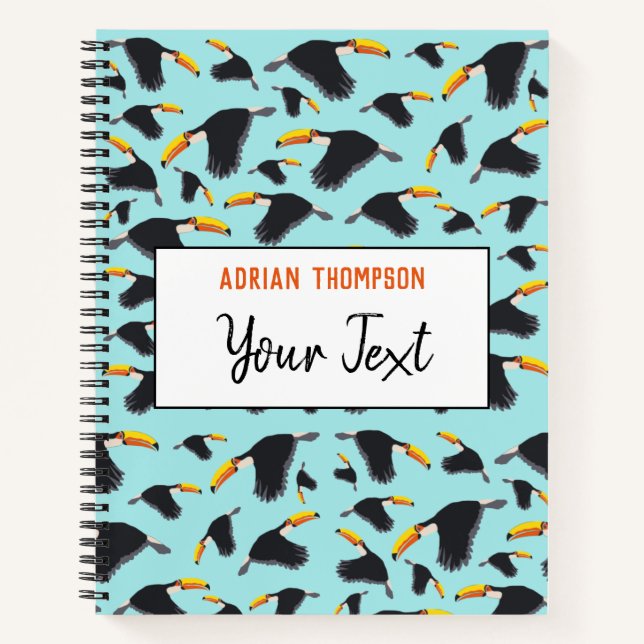 Farbenfrohe Toucan Tropical Bird Pattern School Notizbuch (Vorderseite)