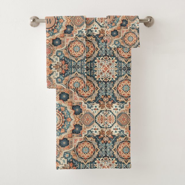 Farbenfrohe traditionelle marokkanische Muster Badhandtuch Set (Insitu)