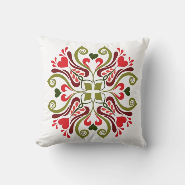 Farbenfrohe traditionelle ungarische Blumenmotive Kissen (Vorderseite)