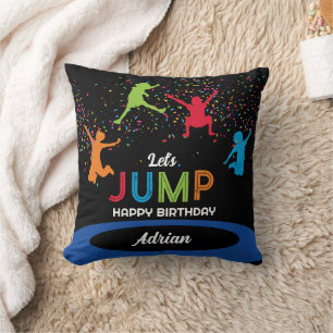 Farbenfrohe Trampolin Park Jump Kindergeburtstag P Kissen