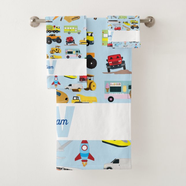 Farbenfrohe Transportmittel & Fahrzeuge Kindermust Badhandtuch Set (Insitu)