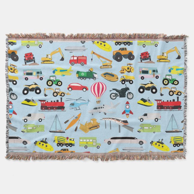 Farbenfrohe Transportmittel & Fahrzeuge Kindermust Decke (Vorderseite)