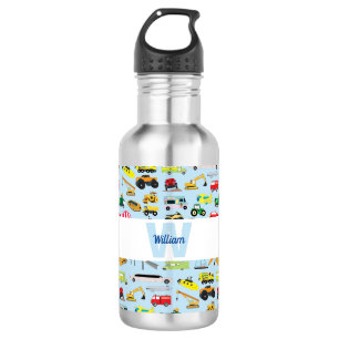 Farbenfrohe Transportmittel & Fahrzeuge Kindermust Edelstahlflasche