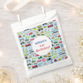 Farbenfrohe Transportmittel & Fahrzeuge Name der K Geschenktütchen