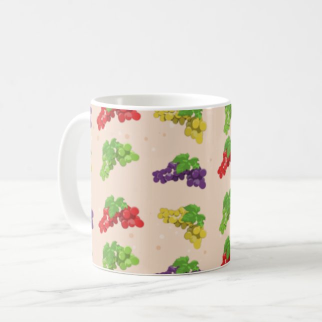 Farbenfrohe Traubenmuster Kaffeetasse (Vorderseite Links)