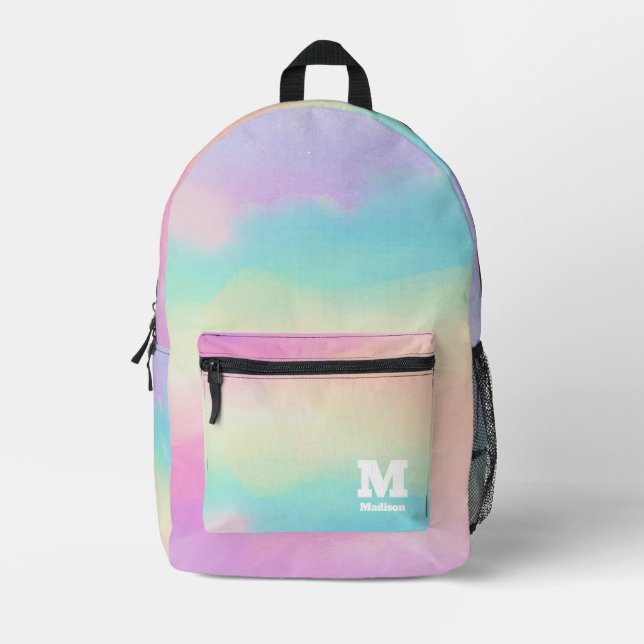Farbenfrohe Traumpastellfarben Name der Aquarellfa Bedruckter Rucksack (Vorderseite)