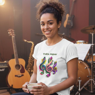 Farbenfrohe Treble Clever Music Design T-Shirt