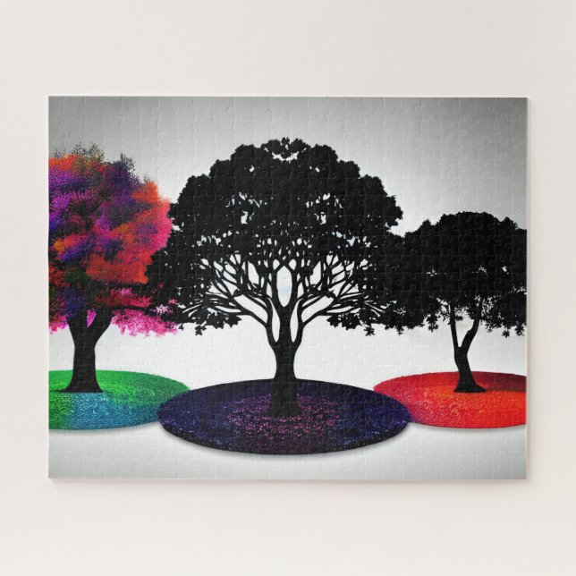 Farbenfrohe Tree Trio Herbstliche Blätter (Horizontal)