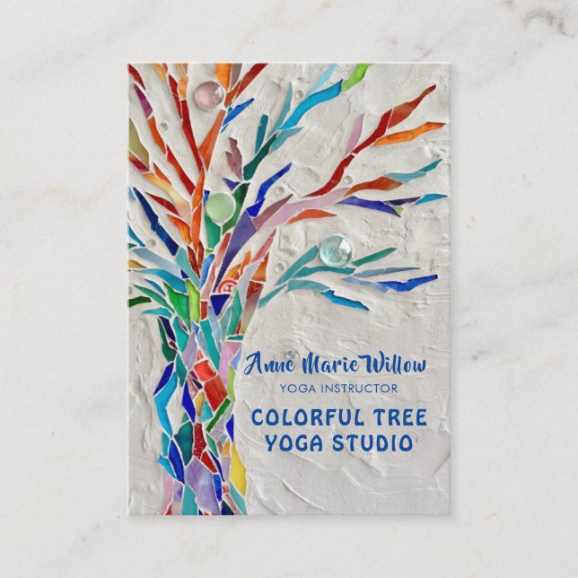 Farbenfrohe Tree Yoga Studio Business Card Visitenkarte (Vorderseite)