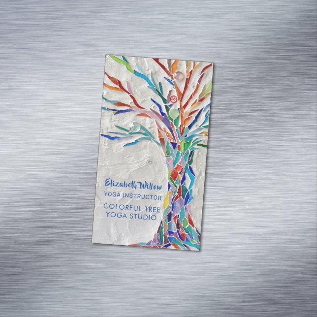 Farbenfrohe Tree Yoga Studio Magnetische Visitenkarte (Beispiel)