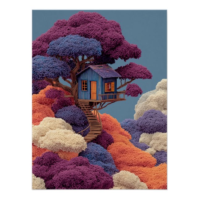 Farbenfrohe Treehouse Poster (Vorderseite)