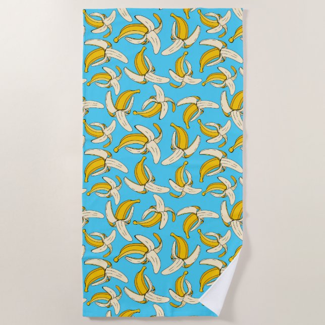 Farbenfrohe trendige tropische Bananenfrucht-Muste Strandtuch (Vorderseite)