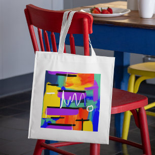 Farbenfrohe trendy Abstrakt Artwork Teacher-Gesche Tragetasche