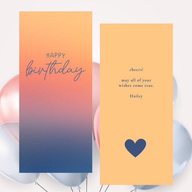 Farbenfrohe Trendy Ombre Rainbow Happy Birthday Ca (Flat Greeting Card)
