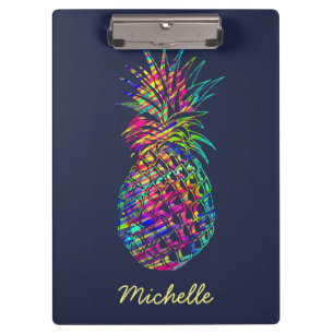 Farbenfrohe trendy tropische Ananas Personalisiert Klemmbrett