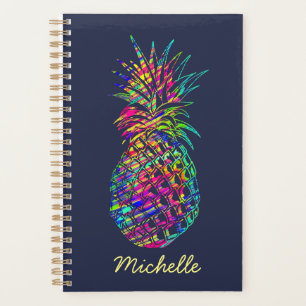 Farbenfrohe trendy tropische Ananas Personalisiert Planer