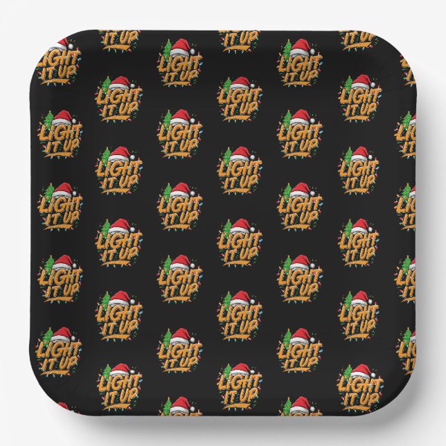 Farbenfrohe trendy Weihnachten Pappteller (Vorderseite)