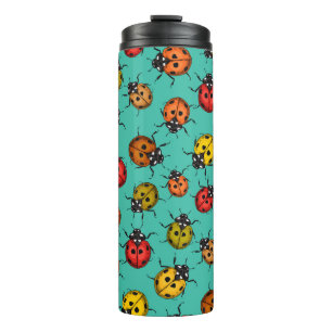 Farbenfrohe Treppenbuchten auf türkis Thermosbecher