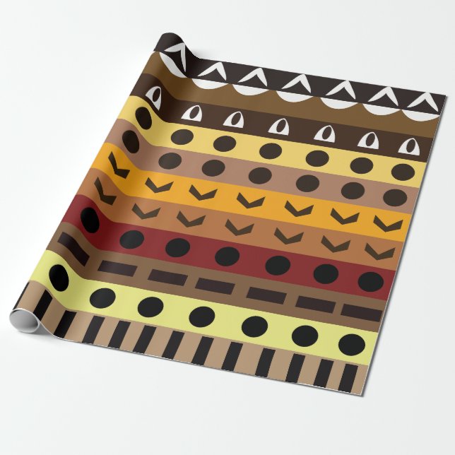 Farbenfrohe Tribal Deko Art Pattern Geschenkpapier (Ungerollt)