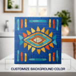 Farbenfrohe Tribal Mosaik Kunst Fliese<br><div class="desc">Farbenfrohe Tribal Mosaik Art. Passen Sie die Hintergrundfarbe an, um Ihre Einrichtung zu gestalten.</div>