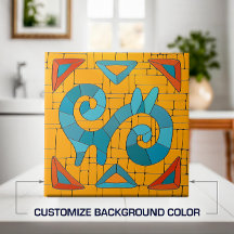 Farbenfrohe Tribal Mosaik Kunst