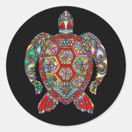 Farbenfrohe Tribal Sea Turtle Runder Aufkleber
