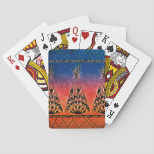Farbenfrohe Tribal Teepes Art Boho Design Spielkarten