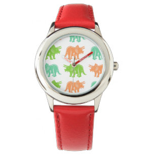 Farbenfrohe Triceratops Muster Armbanduhr