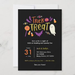 Farbenfrohe Trick oder Treatment Halloween-Party E Einladung