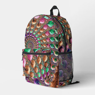 Farbenfrohe Trippy Groovy Fraktal Bedruckter Rucksack