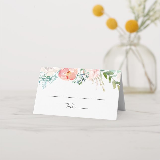 Farbenfrohe Tropenblumenhochzeit-Platzkarte Platzkarte (Vorderseite)