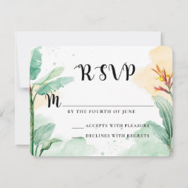 Farbenfrohe Tropenblumenhochzeit RSVP Karte