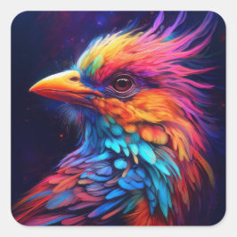 Farbenfrohe Tropenvögel Quadratischer Aufkleber
