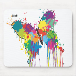 Farbenfrohe Tropfen-Paint Butterfly Mousepad mit N