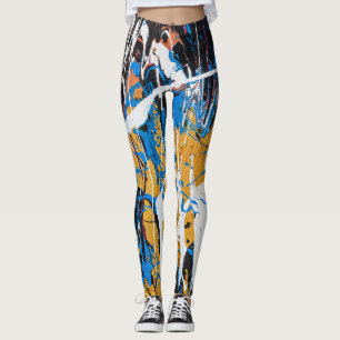 Farbenfrohe Tropffarbe: Graffiti-Wand. Leggings