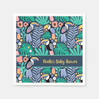 Farbenfrohe Tropical Toucan Bird Baby Dusche Serviette