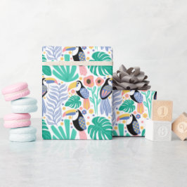 Farbenfrohe Tropical Toucan Bird Blume Pflanze Geschenkpapier