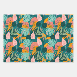 Farbenfrohe Tropicals: Fan Palms Geschenkpapier Set