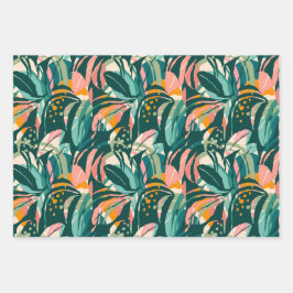 Farbenfrohe Tropiken: Monstera Dschungelwackelpapi Geschenkpapier Set