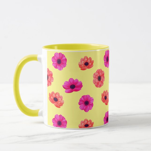 Farbenfrohe tropische 3D-Frühlingsblumenmuster Tasse (Links)