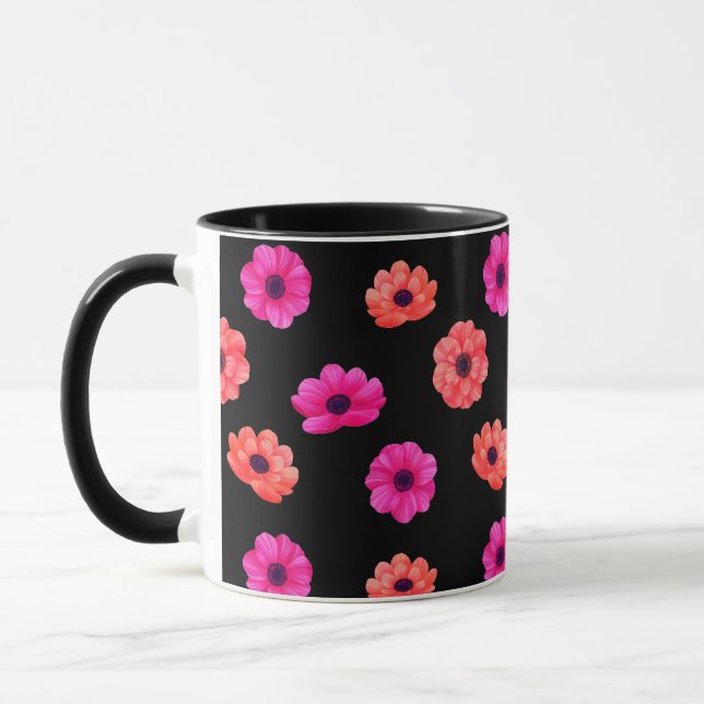 Farbenfrohe tropische 3D-Frühlingsblumenmuster Tasse (Links)