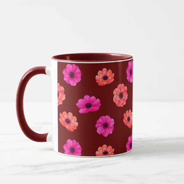 Farbenfrohe tropische 3D-Frühlingsblumenmuster Tasse (Links)